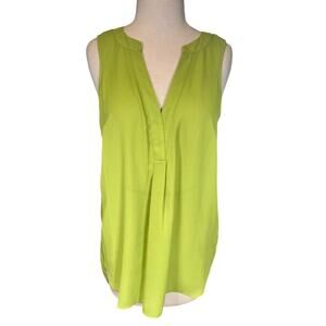 Zac & Rachel Size Small Lime Green Tunic Short Sleeve Longe Back Chiffon Light